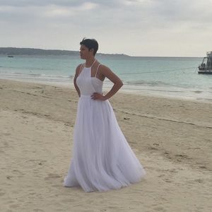 Alice + Olivia White Bethie Pleated Organza Skirt